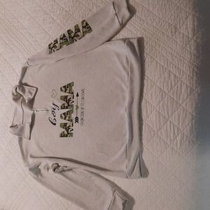 Boy Mama Camo 1/4 zip sweatshirt, size XL, gray 100% cotton